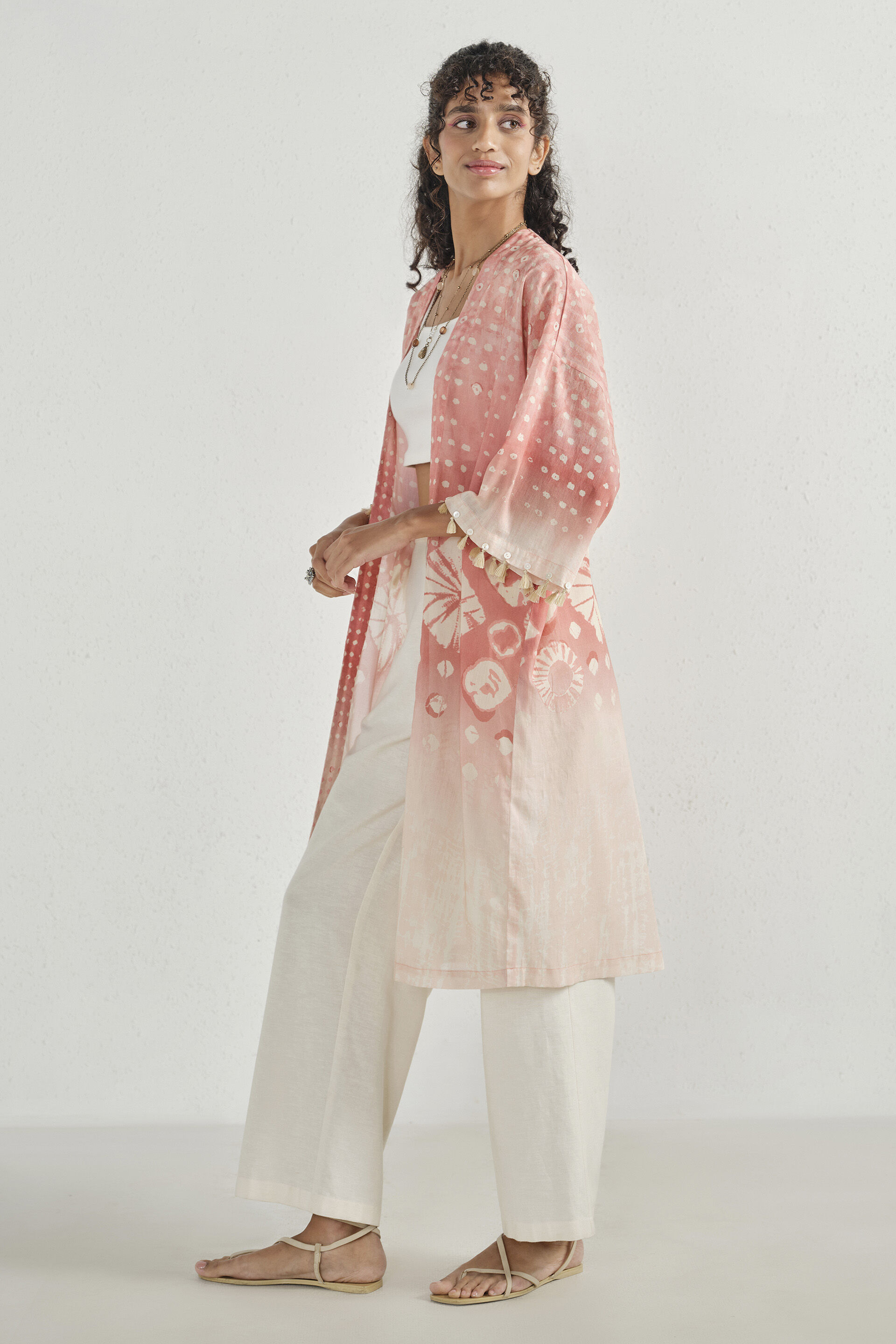 Pink Embroidered Long Shrug, Pink, image 5